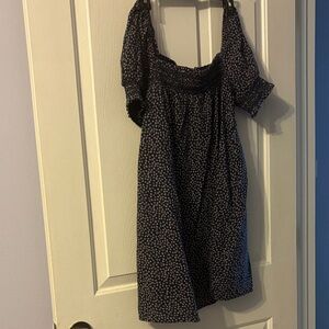 American Eagle Outfitters Navy Floral Mini Dress. can be worn off the shoulder.